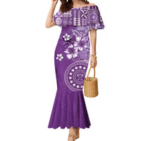 Cook Islands Mermaid Dress Purple Hibiscus And Stars
