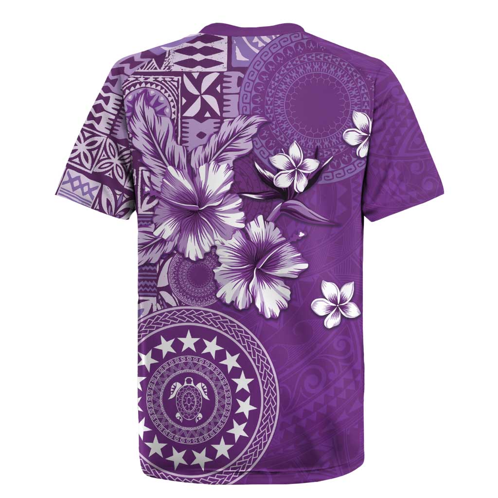 Cook Islands Rugby Jersey Purple Hibiscus And Stars