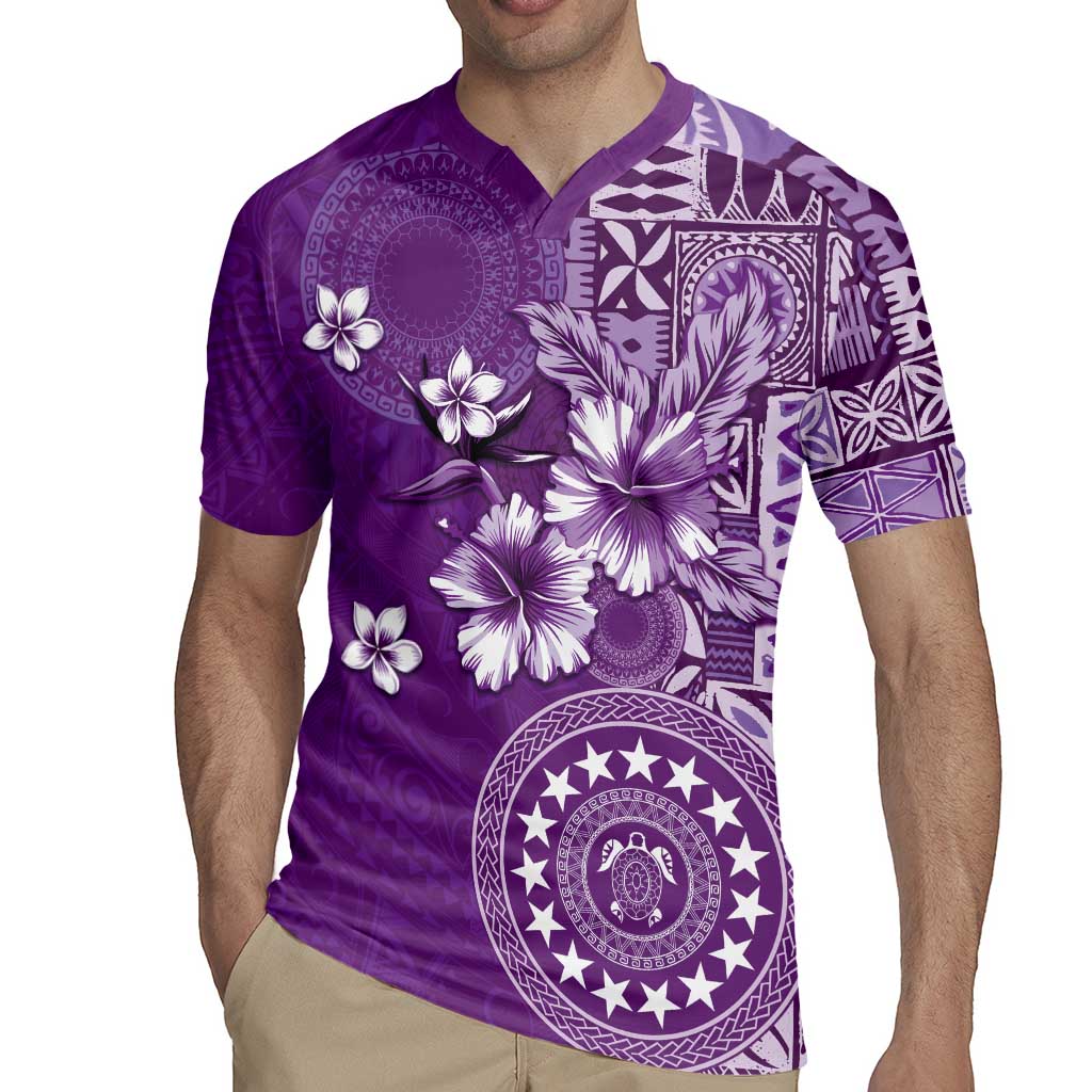 Cook Islands Rugby Jersey Purple Hibiscus And Stars