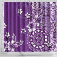 Cook Islands Shower Curtain Purple Hibiscus And Stars