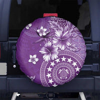Cook Islands Spare Tire Cover Purple Hibiscus And Stars