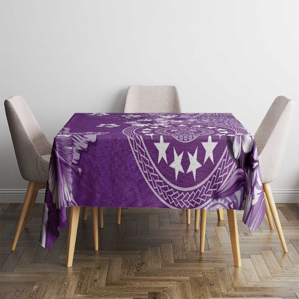 Cook Islands Tablecloth Purple Hibiscus And Stars