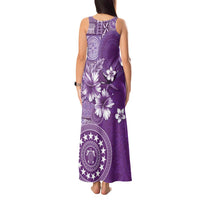 Cook Islands Tank Maxi Dress Purple Hibiscus And Stars