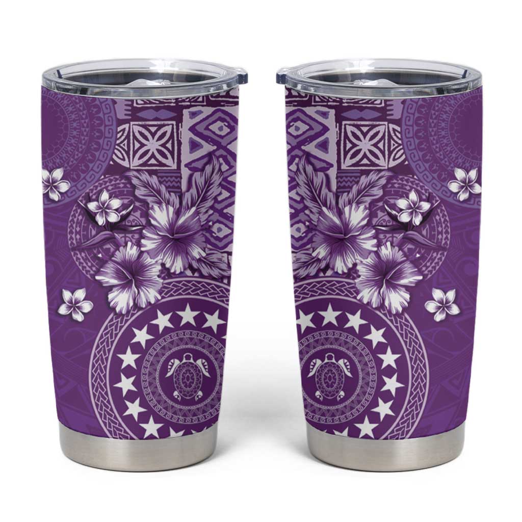 Cook Islands Tumbler Cup Purple Hibiscus And Stars