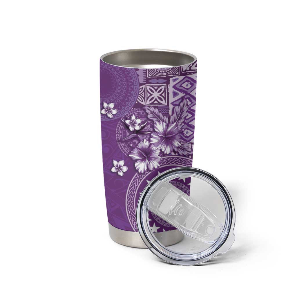 Cook Islands Tumbler Cup Purple Hibiscus And Stars