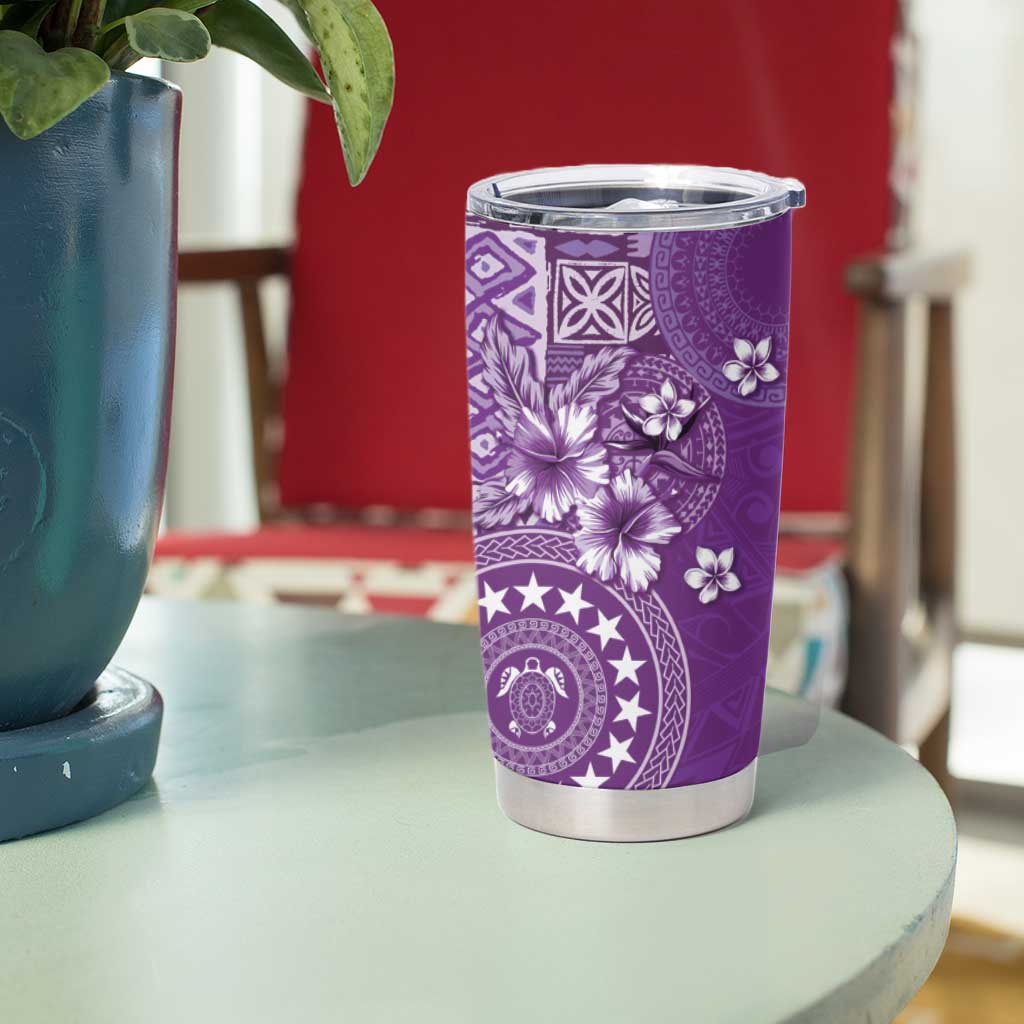 Cook Islands Tumbler Cup Purple Hibiscus And Stars