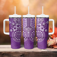 Cook Islands Tumbler With Handle Purple Hibiscus And Stars