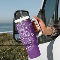 Cook Islands Tumbler With Handle Purple Hibiscus And Stars