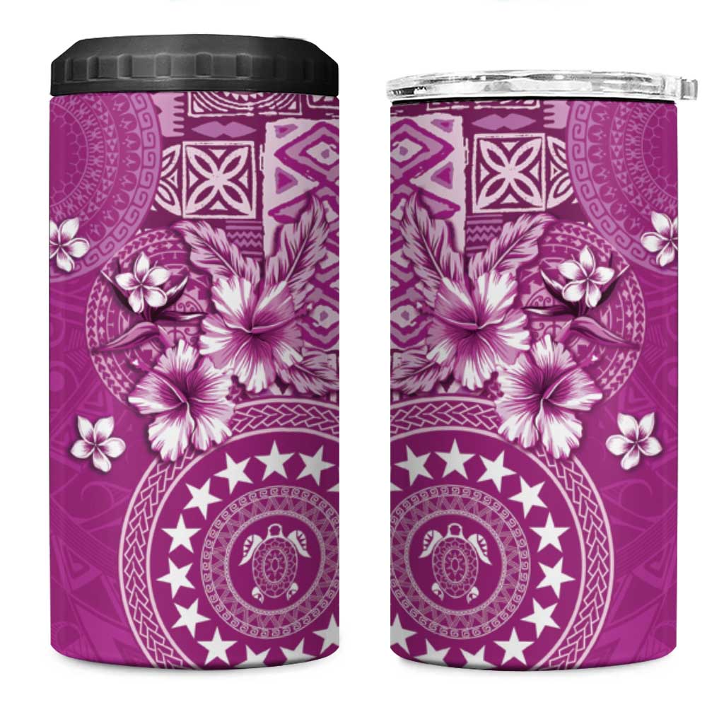 Cook Islands 4 in 1 Can Cooler Tumbler Fandango Hibiscus And Stars