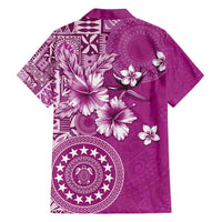 Cook Islands Family Matching Long Sleeve Bodycon Dress and Hawaiian Shirt Fandango Hibiscus And Stars