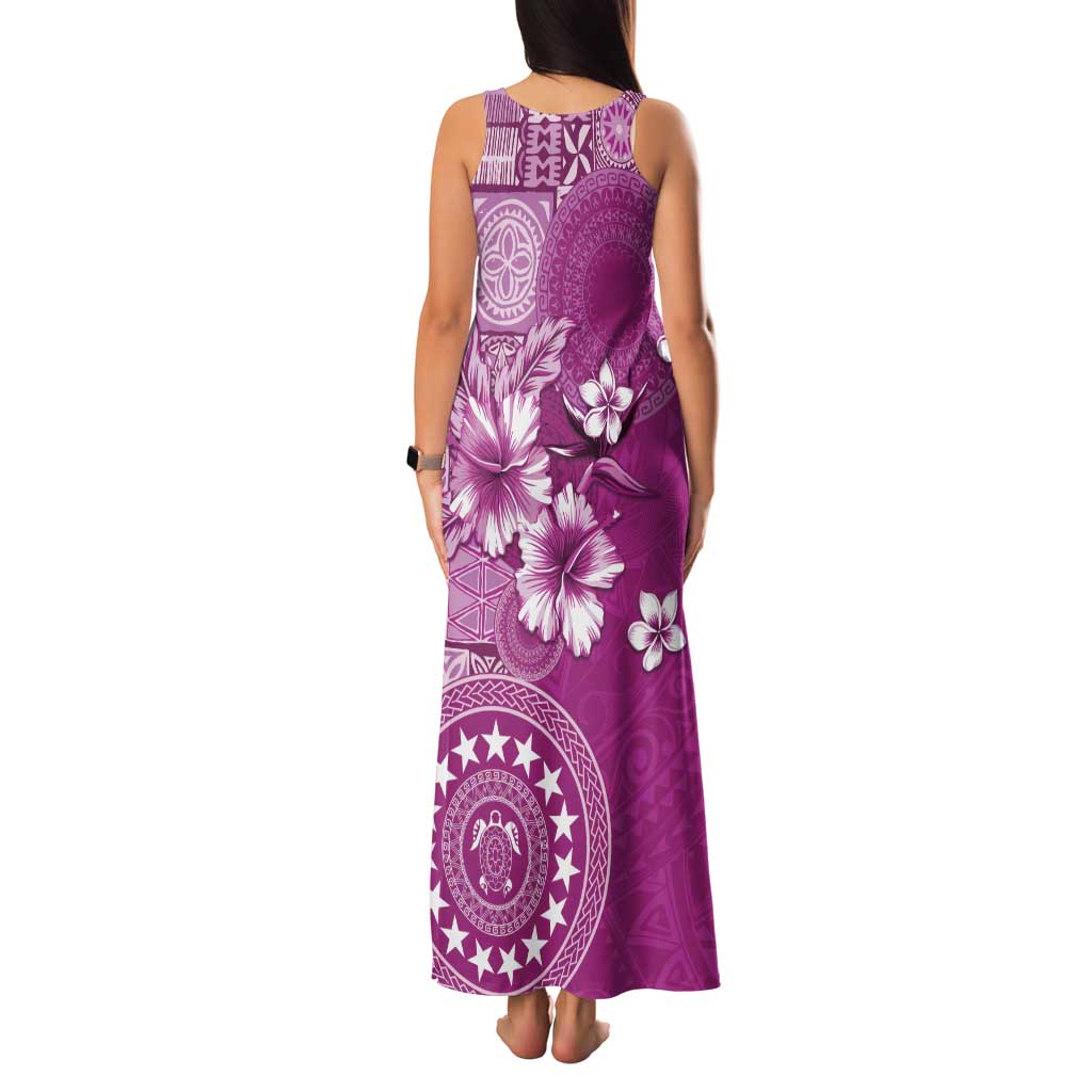 Cook Islands Family Matching Tank Maxi Dress and Hawaiian Shirt Fandango Hibiscus And Stars