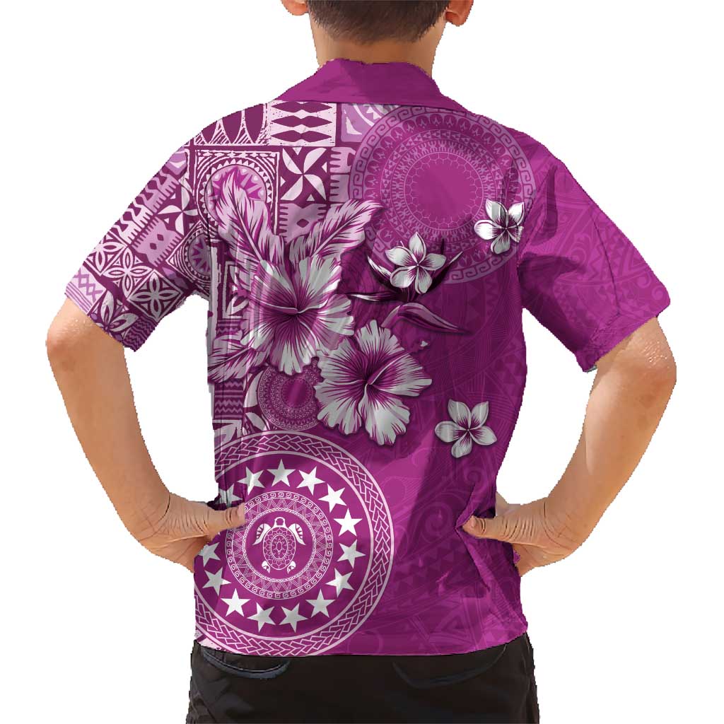 Cook Islands Kid Hawaiian Shirt Fandango Hibiscus And Stars LT05 - Polynesian Pride