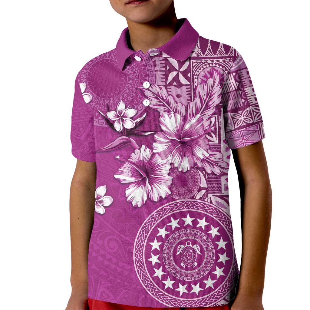 Cook Islands Kid Polo Shirt Fandango Hibiscus And Stars LT05 Kid Fandango - Polynesian Pride