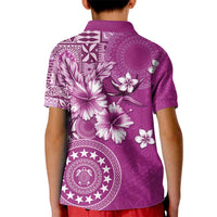 Cook Islands Kid Polo Shirt Fandango Hibiscus And Stars LT05 - Polynesian Pride
