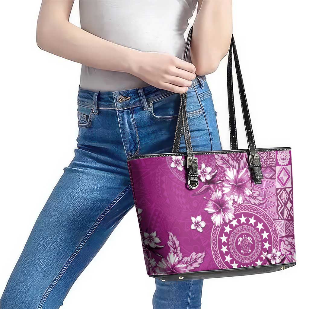 Cook Islands Leather Tote Bag Fandango Hibiscus And Stars