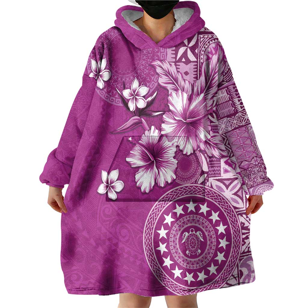 Cook Islands Wearable Blanket Hoodie Fandango Hibiscus And Stars