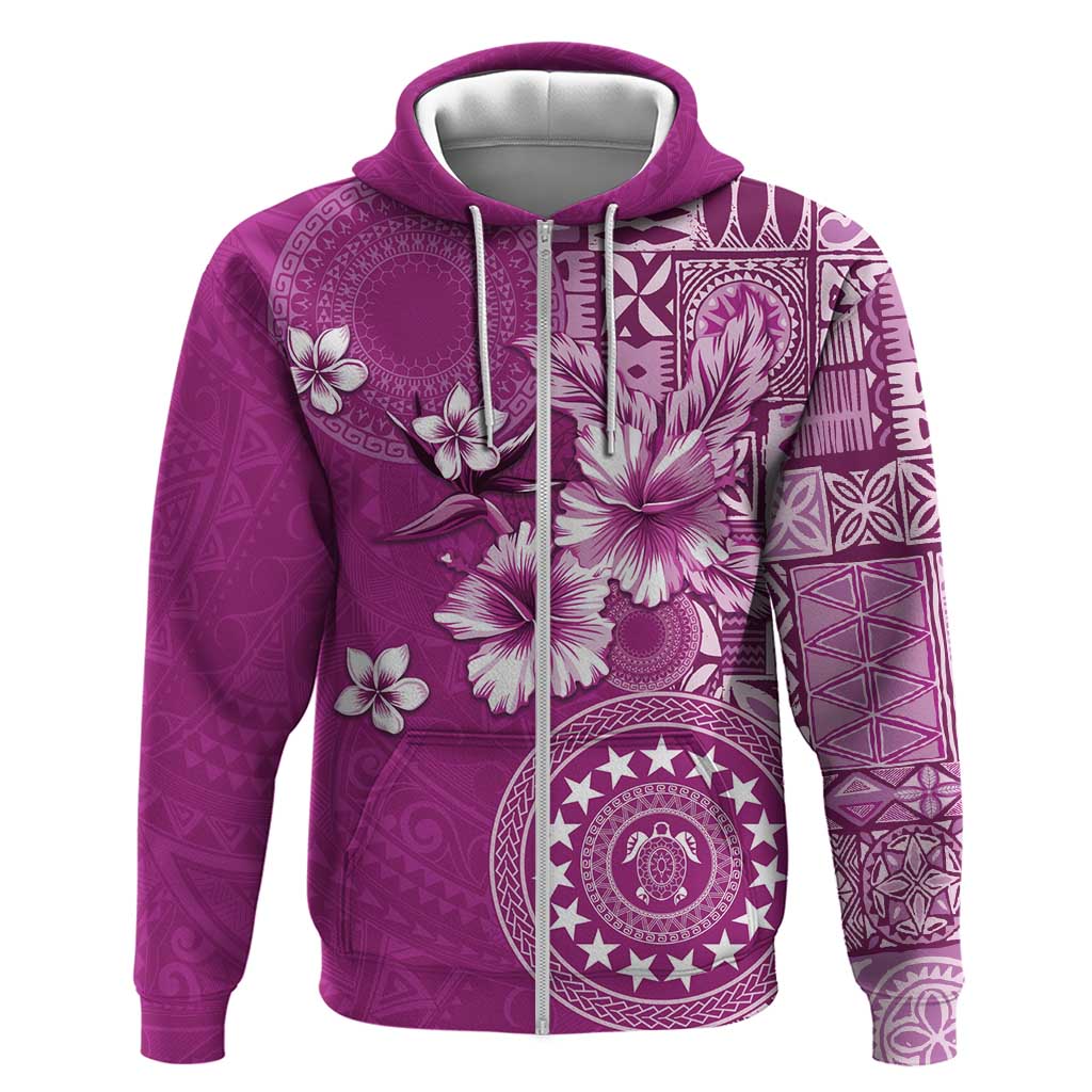 Cook Islands Zip Hoodie Fandango Hibiscus And Stars