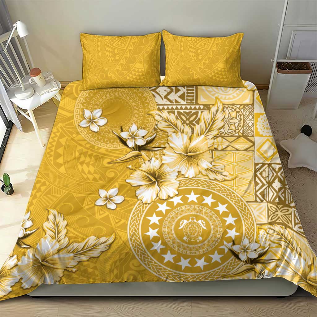 Cook Islands Bedding Set Yellow Hibiscus And Stars