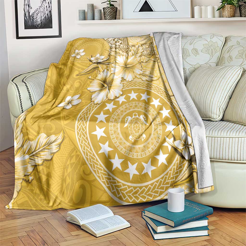 Cook Islands Blanket Yellow Hibiscus And Stars
