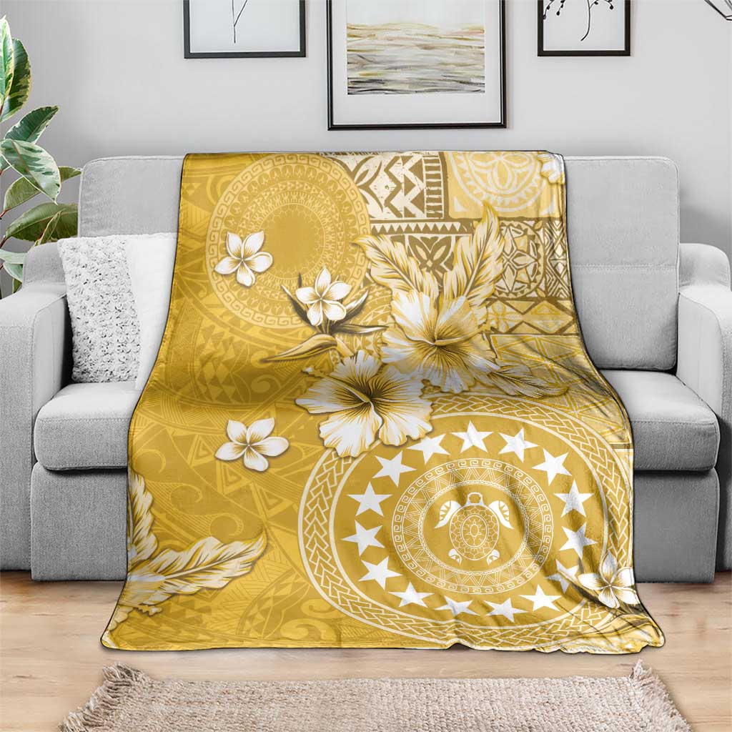 Cook Islands Blanket Yellow Hibiscus And Stars