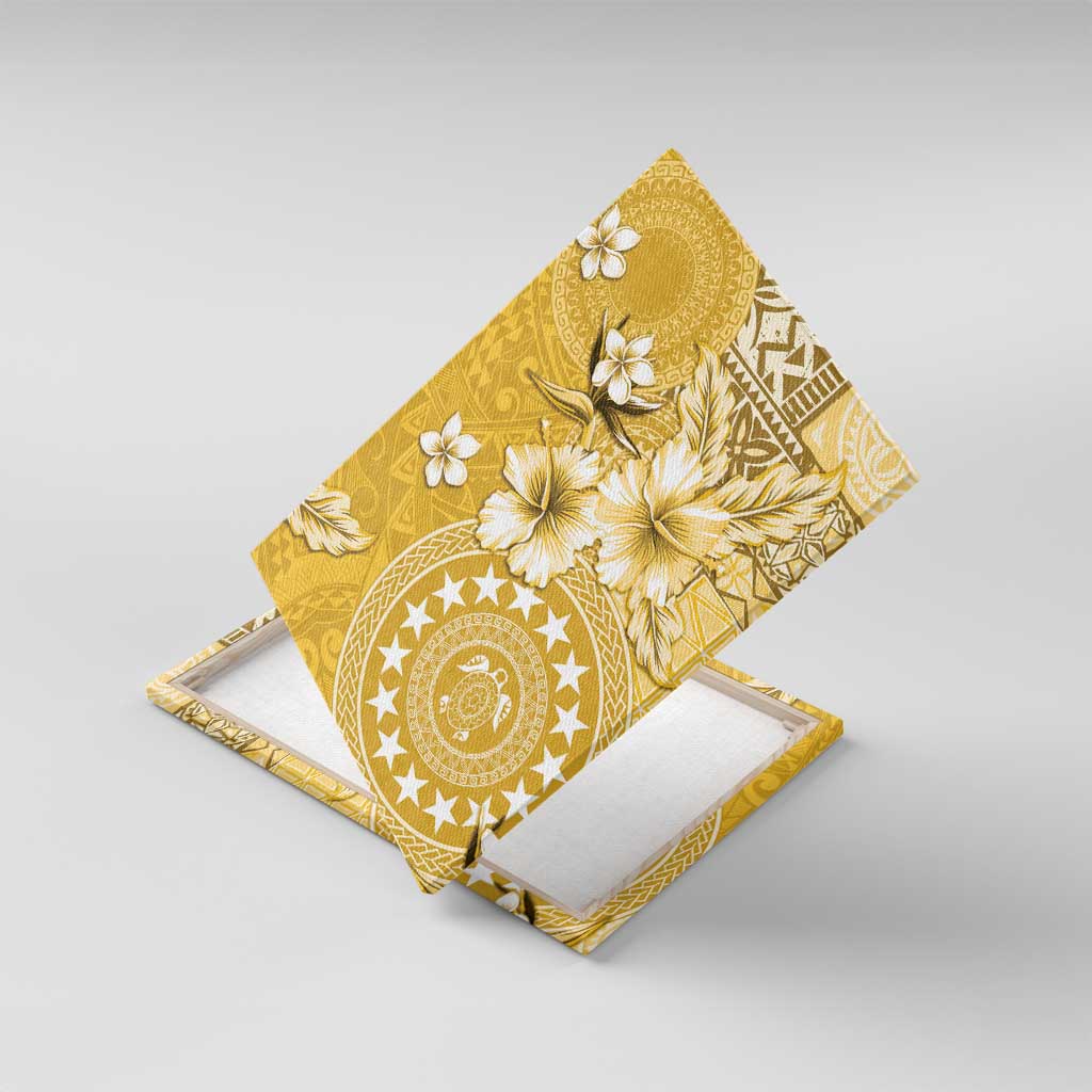 Cook Islands Canvas Wall Art Yellow Hibiscus And Stars