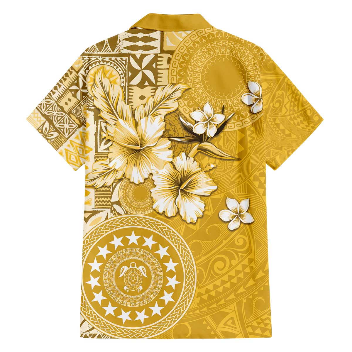 Cook Islands Family Matching Off The Shoulder Long Sleeve Dress and Hawaiian Shirt Yellow Hibiscus And Stars