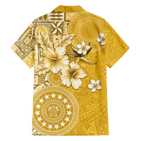 Cook Islands Family Matching Summer Maxi Dress and Hawaiian Shirt Yellow Hibiscus And Stars