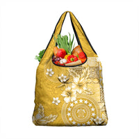 Cook Islands Grocery Bag Yellow Hibiscus And Stars