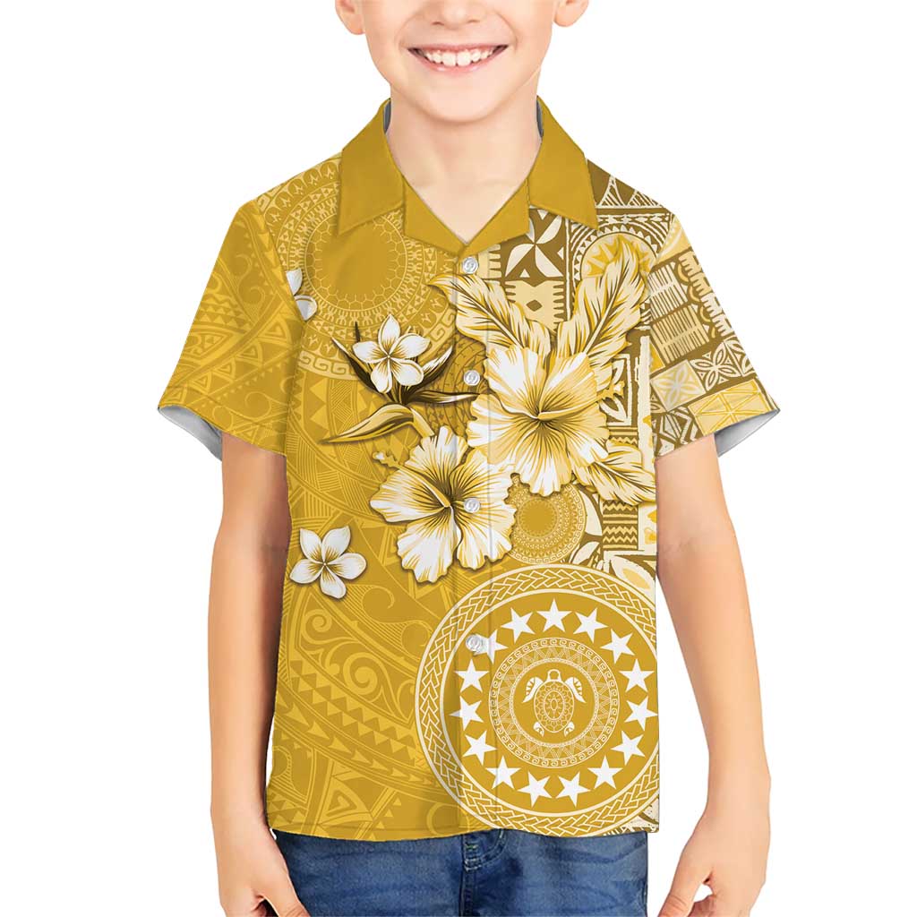 Cook Islands Hawaiian Shirt Yellow Hibiscus And Stars