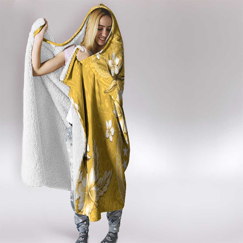 Cook Islands Hooded Blanket Yellow Hibiscus And Stars