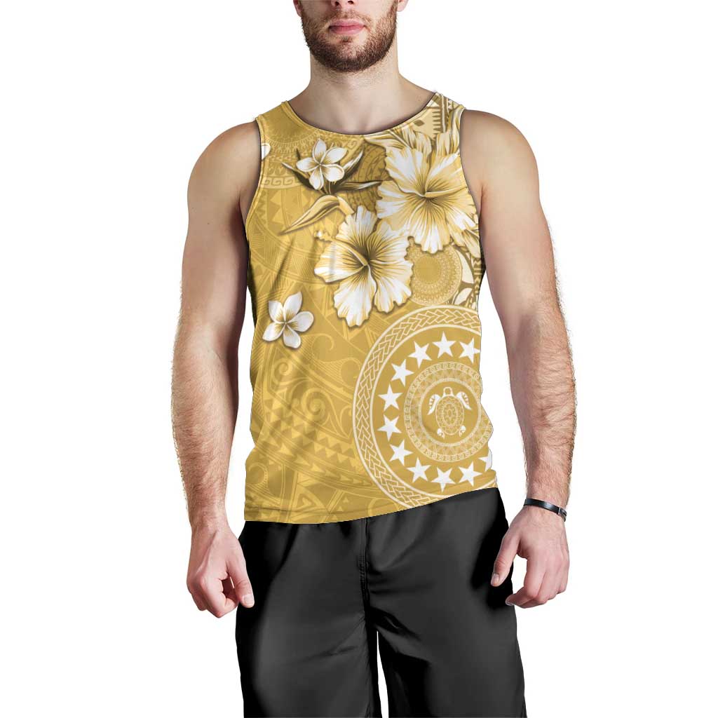 Cook Islands Men Tank Top Yellow Hibiscus And Stars