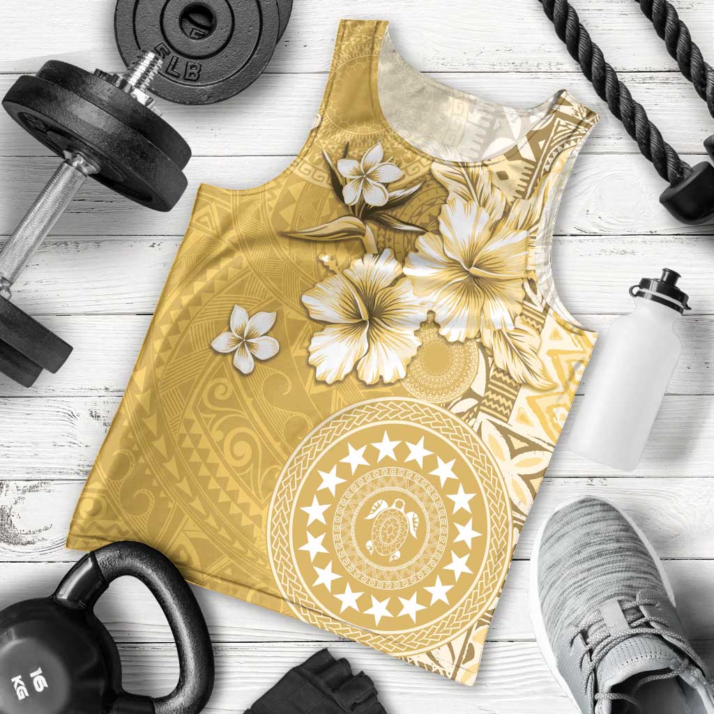 Cook Islands Men Tank Top Yellow Hibiscus And Stars
