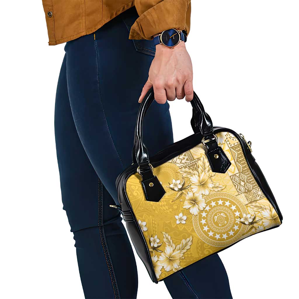 Cook Islands Shoulder Handbag Yellow Hibiscus And Stars