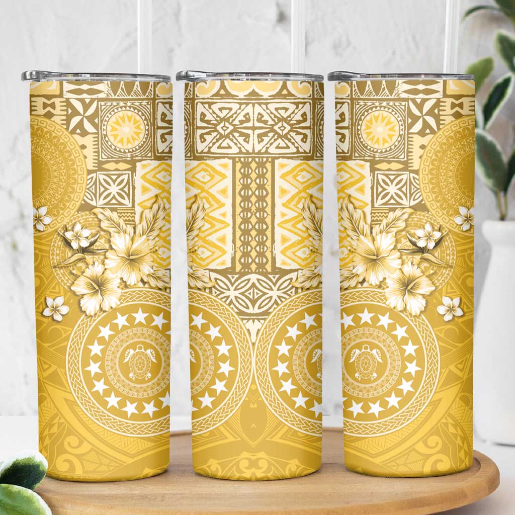 Cook Islands Skinny Tumbler Yellow Hibiscus And Stars