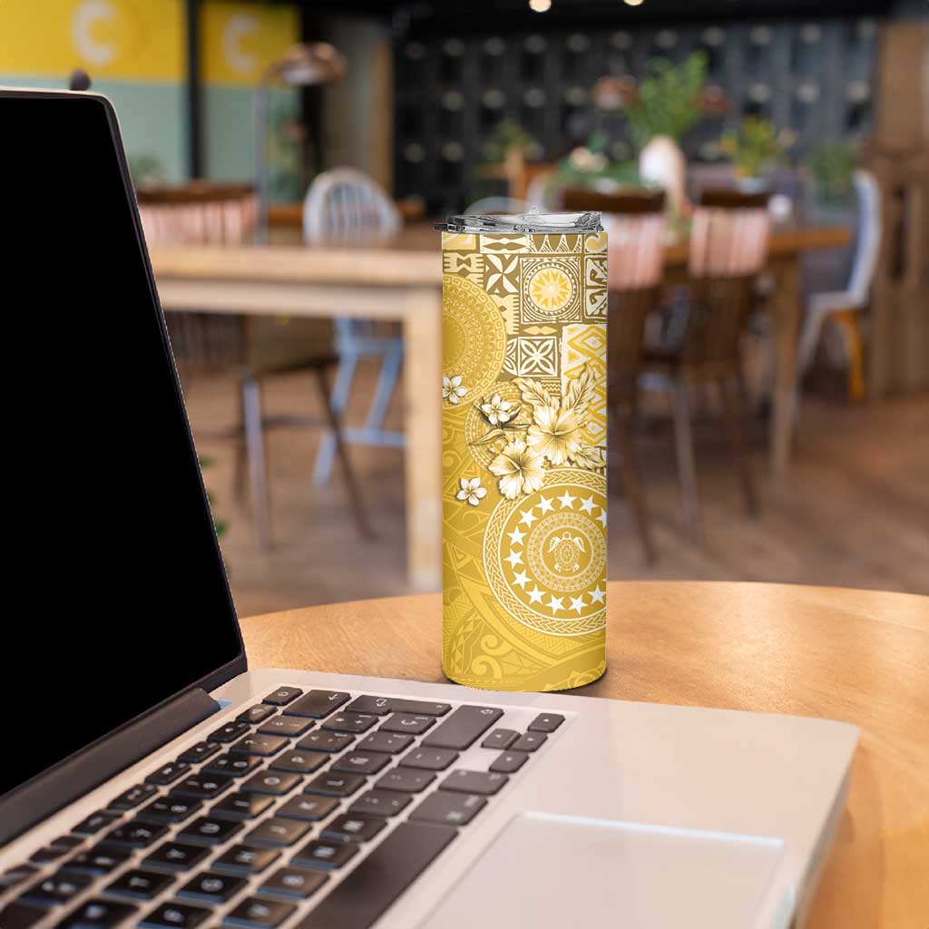 Cook Islands Skinny Tumbler Yellow Hibiscus And Stars