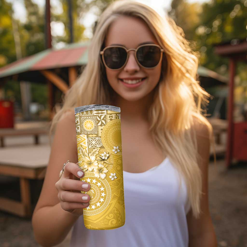 Cook Islands Skinny Tumbler Yellow Hibiscus And Stars