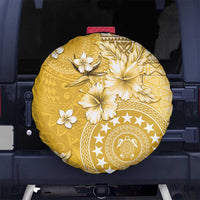 Cook Islands Spare Tire Cover Yellow Hibiscus And Stars
