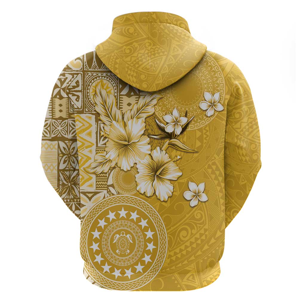 Cook Islands Zip Hoodie Yellow Hibiscus And Stars