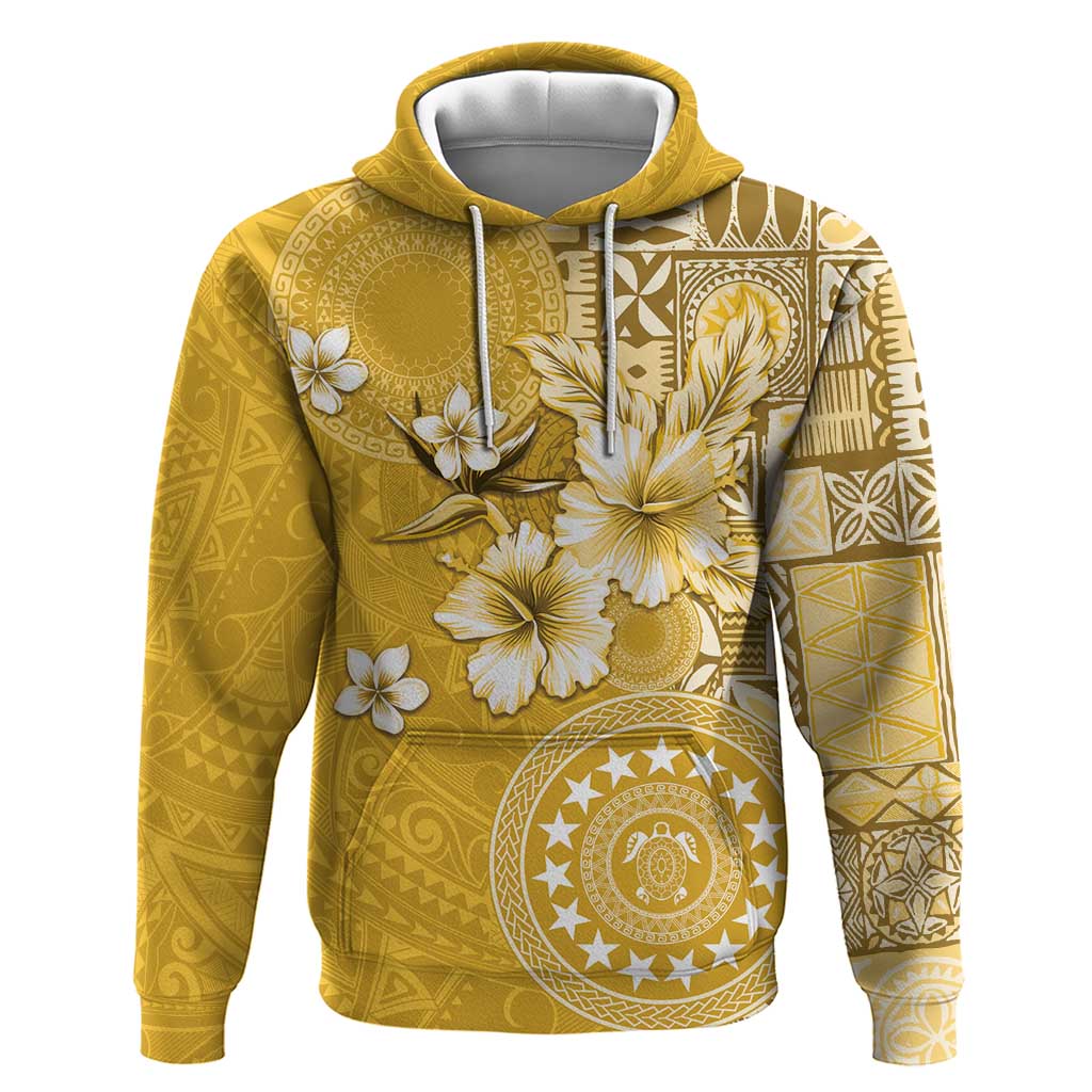 Cook Islands Zip Hoodie Yellow Hibiscus And Stars