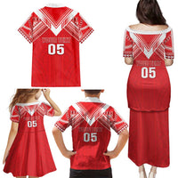 Custom Tahiti Football Family Matching Puletasi and Hawaiian Shirt Coat Of Arms Polynesian Tribal Pattern