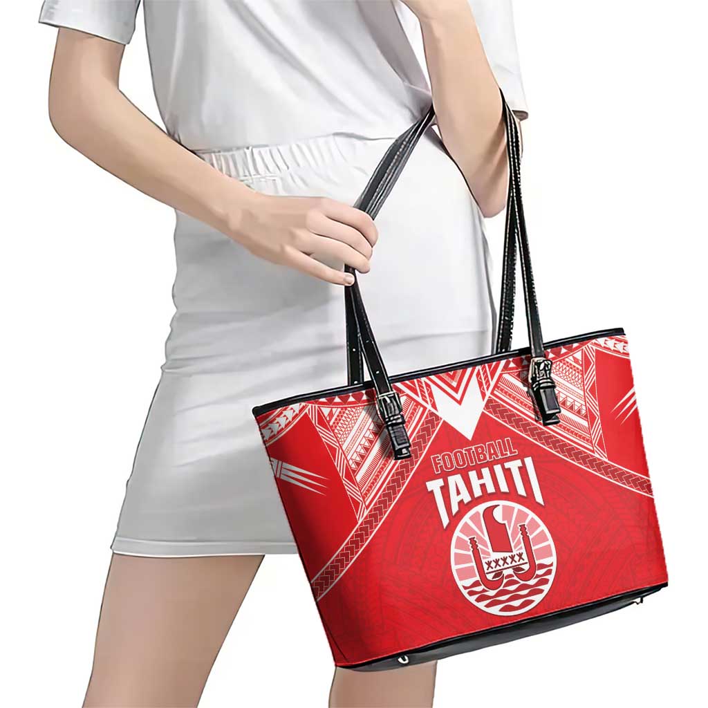 Tahiti Football Leather Tote Bag Coat Of Arms Polynesian Tribal Pattern