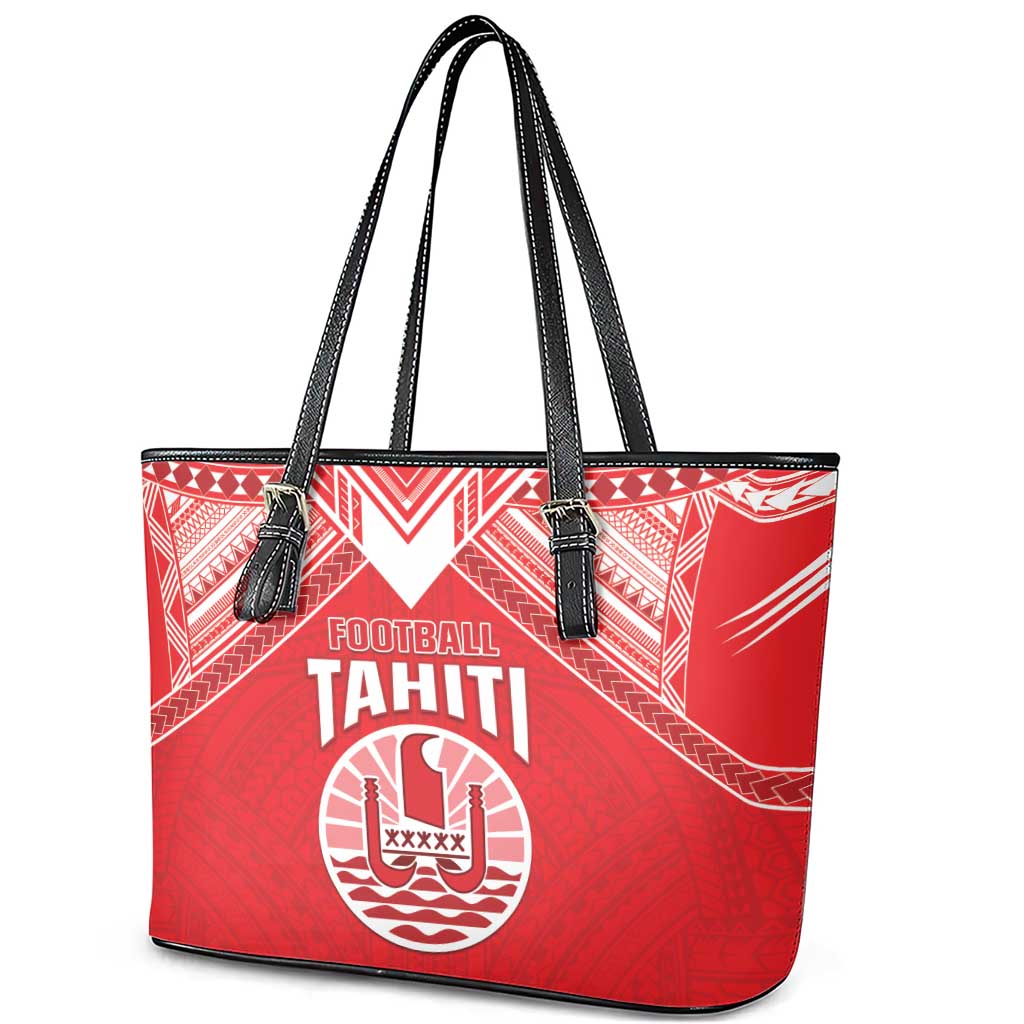 Tahiti Football Leather Tote Bag Coat Of Arms Polynesian Tribal Pattern