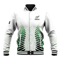 Custom New Zealand Fern Football Baseball Jacket Simple Style LT05 Unisex White - Polynesian Pride