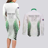 Custom New Zealand Fern Football Couples Matching Long Sleeve Bodycon Dress and Long Sleeve Button Shirt Simple Style