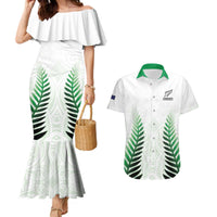 Custom New Zealand Fern Football Couples Matching Mermaid Dress and Hawaiian Shirt Simple Style