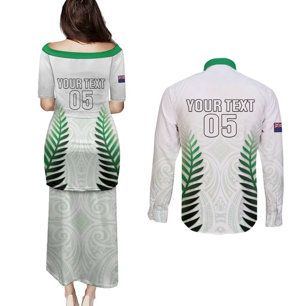 Custom New Zealand Fern Football Couples Matching Puletasi and Long Sleeve Button Shirt Simple Style