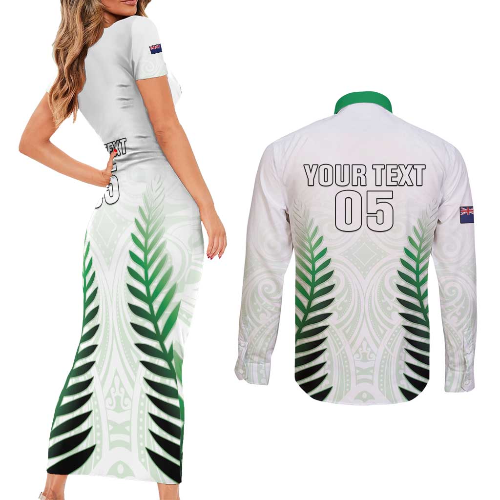 Custom New Zealand Fern Football Couples Matching Short Sleeve Bodycon Dress and Long Sleeve Button Shirt Simple Style