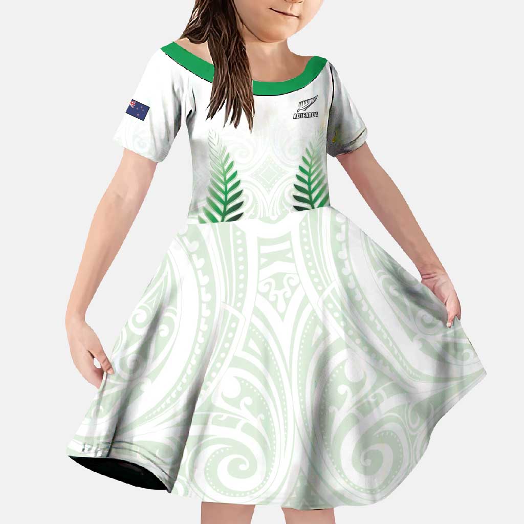 Custom New Zealand Fern Football Family Matching Long Sleeve Bodycon Dress and Hawaiian Shirt Simple Style