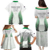 Custom New Zealand Fern Football Family Matching Puletasi and Hawaiian Shirt Simple Style