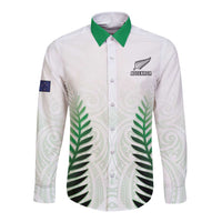 Custom New Zealand Fern Football Long Sleeve Button Shirt Simple Style